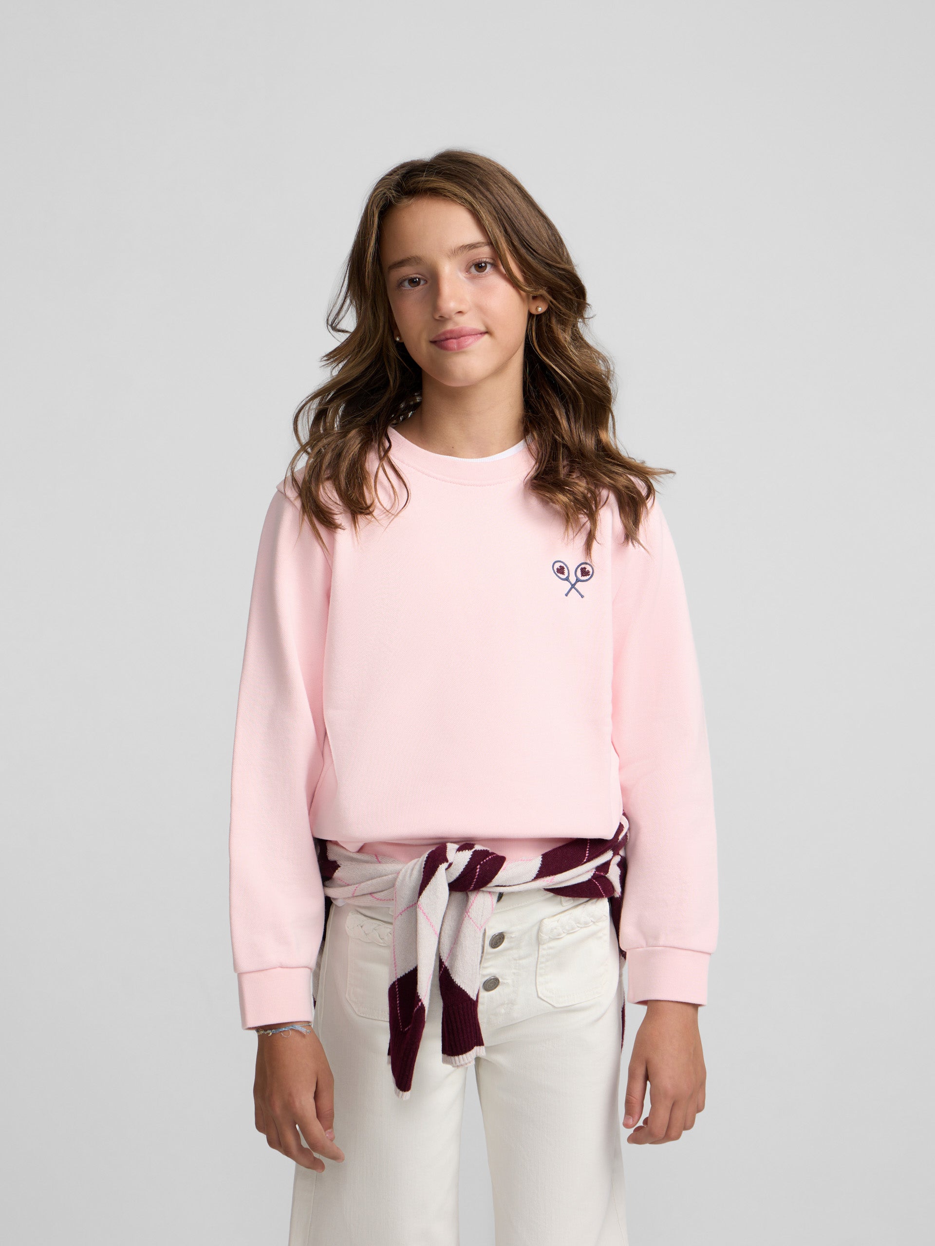 Sweat-shirt fille lucky love rose