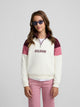 Girl's tricolor high-neck sweatshirt in pink and off-white