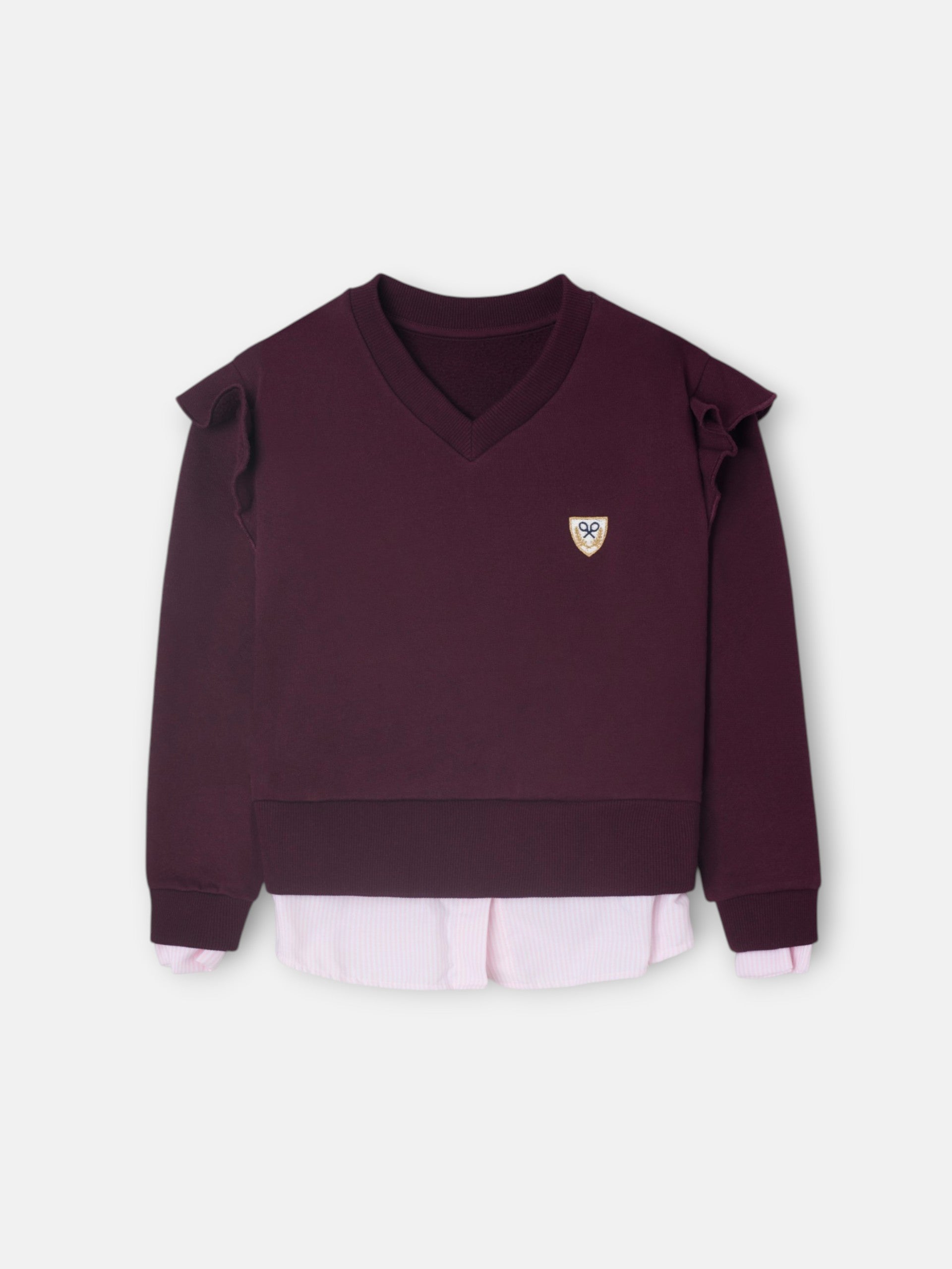 Sudadera girl escudo bajo camisero granate