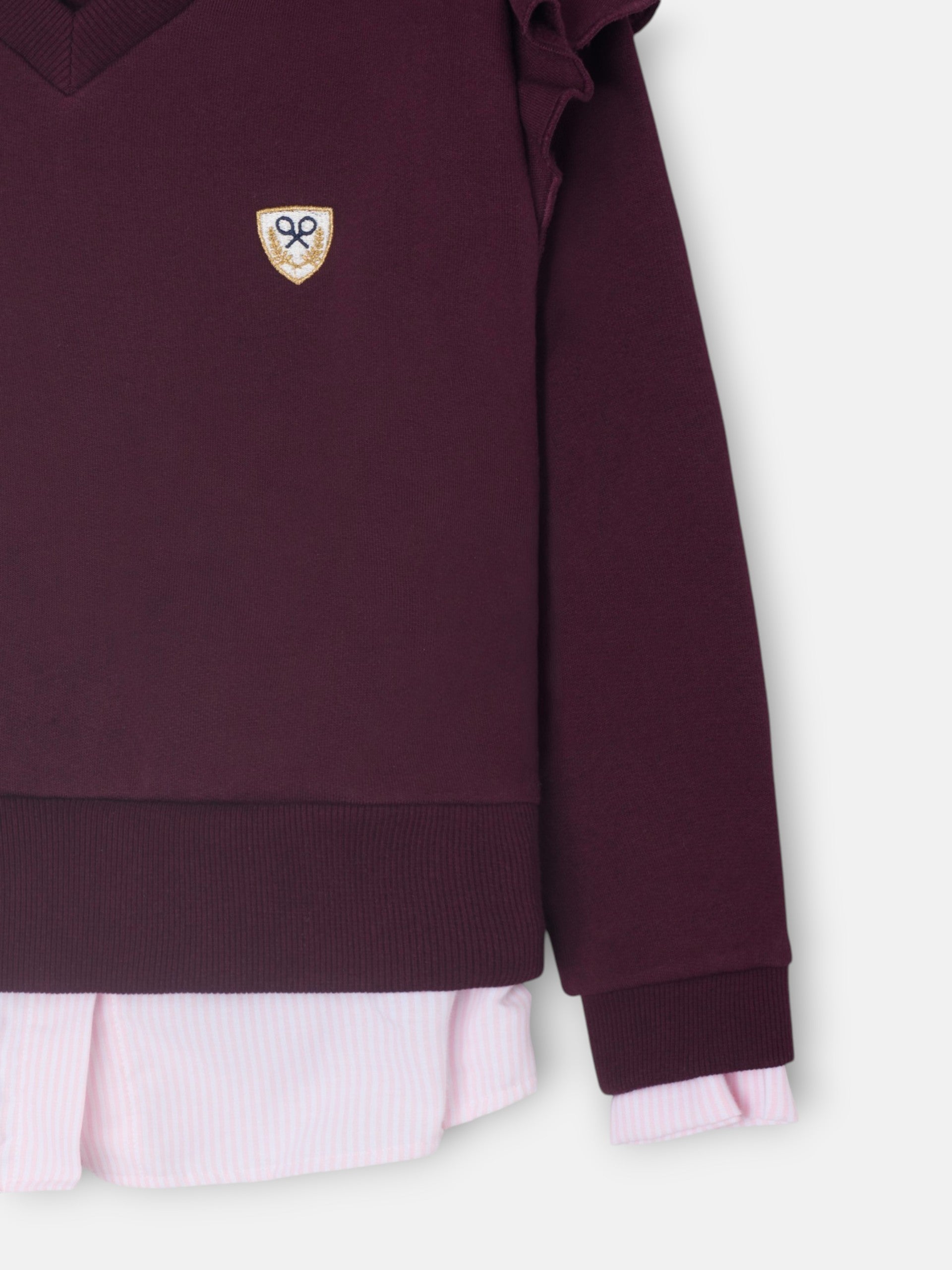Sudadera girl escudo bajo camisero granate