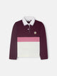 Pink and ecru tricolor long-sleeve polo shirt