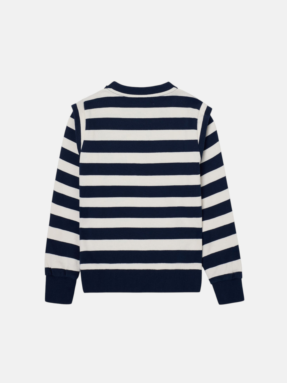 Sweatshirt girl ombreiras riscas azul-marinho e cru