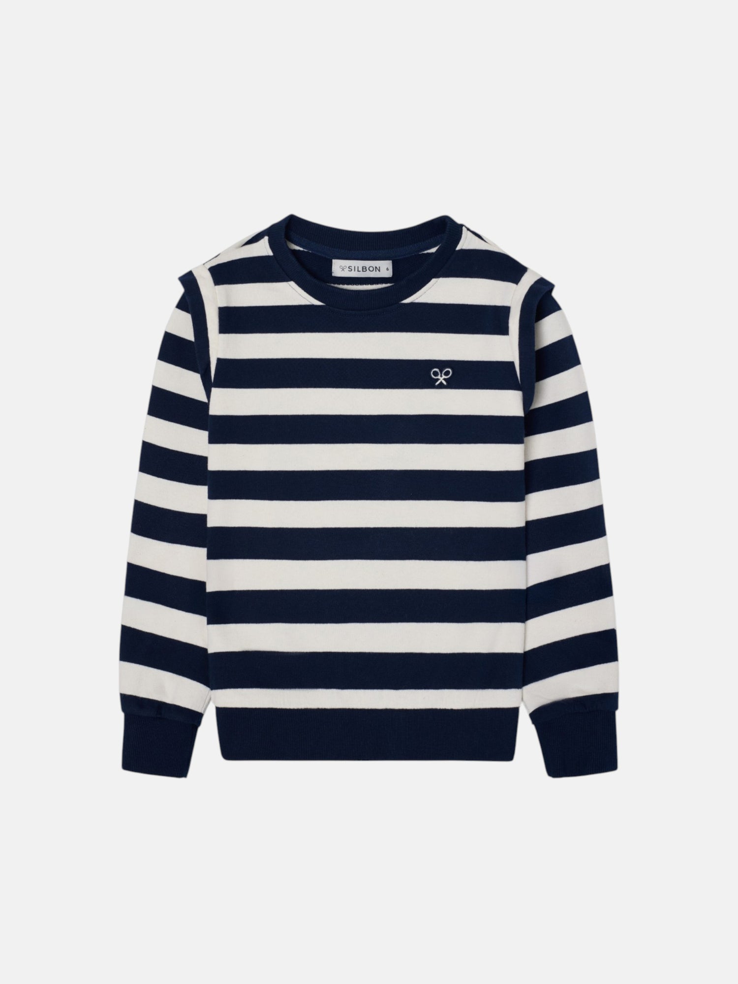 Sudadera girl hombreras rayas marino y crudo