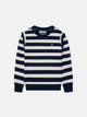 Sudadera girl hombreras rayas marino y crudo