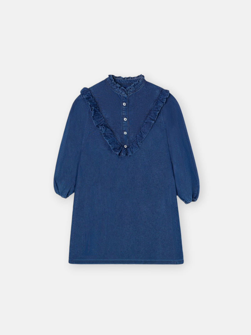 Robe fille à volants en denim