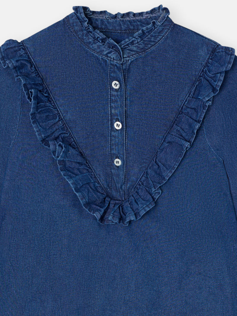Robe fille à volants en denim