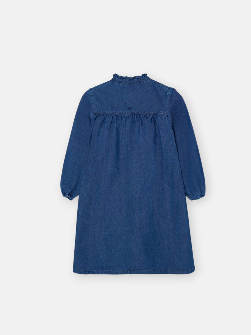 Robe fille à volants en denim