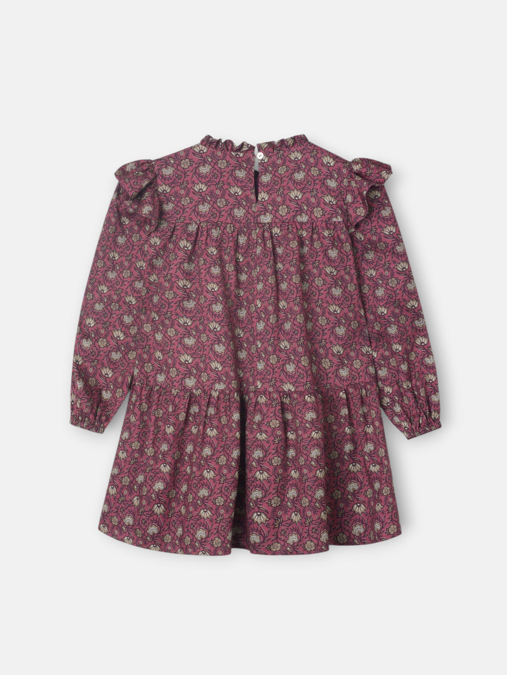 Vestido girl volantes estampado burdeos