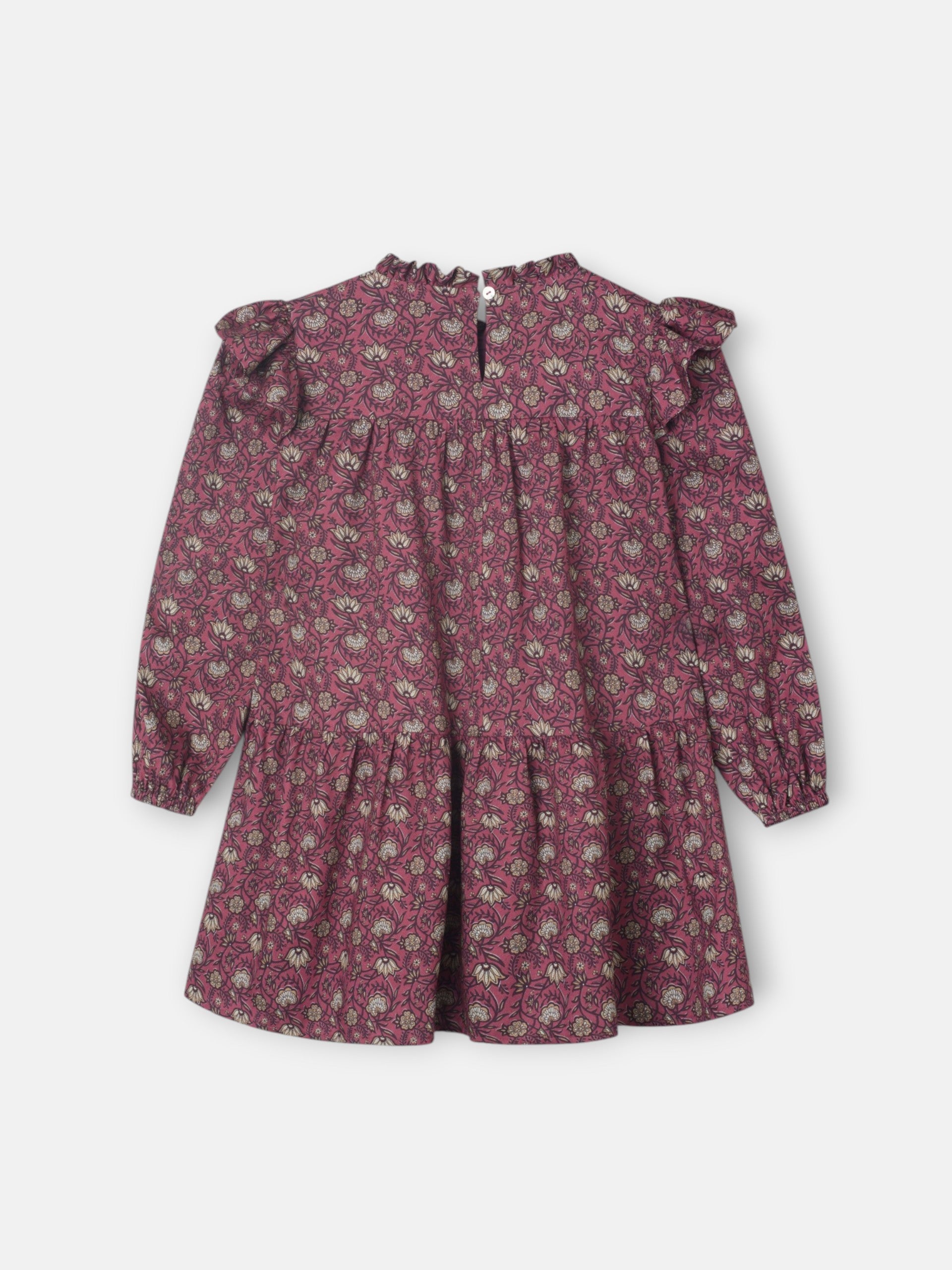 Vestido girl volantes estampado burdeos