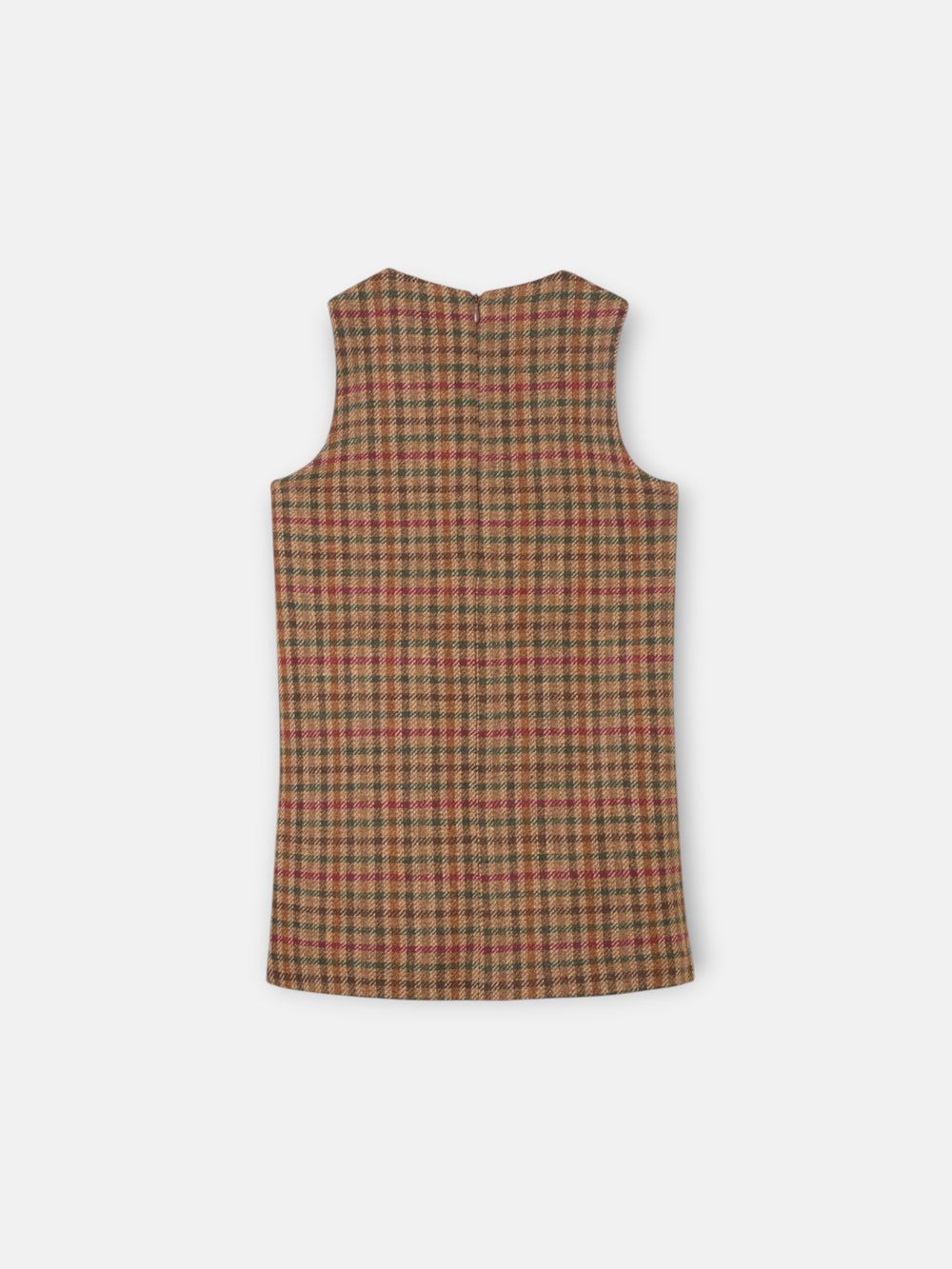 Brown checkered pinafore dress for girls