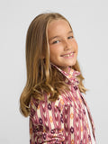 Chemise fille en velours imprimé ikat rose