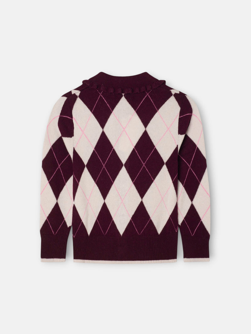 Cardigan girl rombos granate