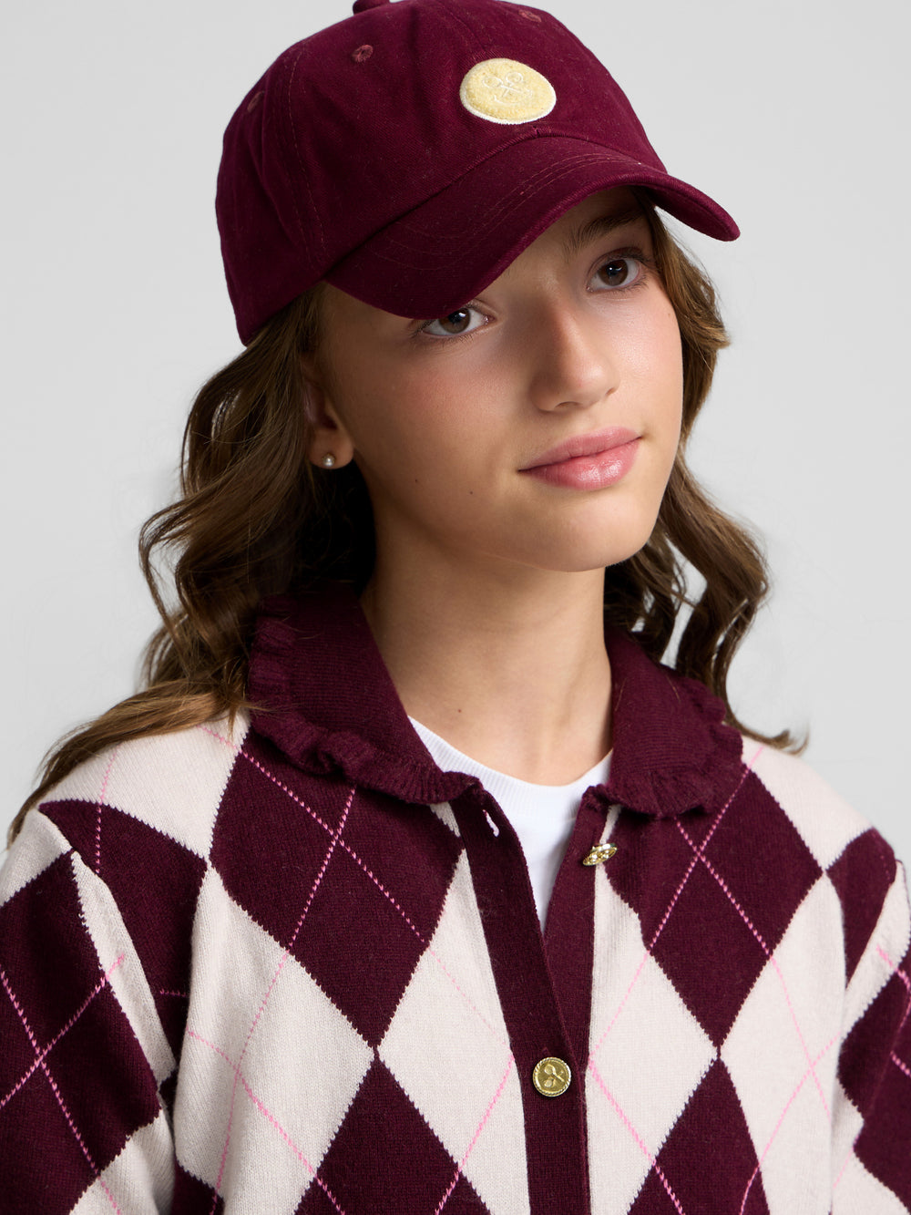 Cardigan girl burgundy diamonds