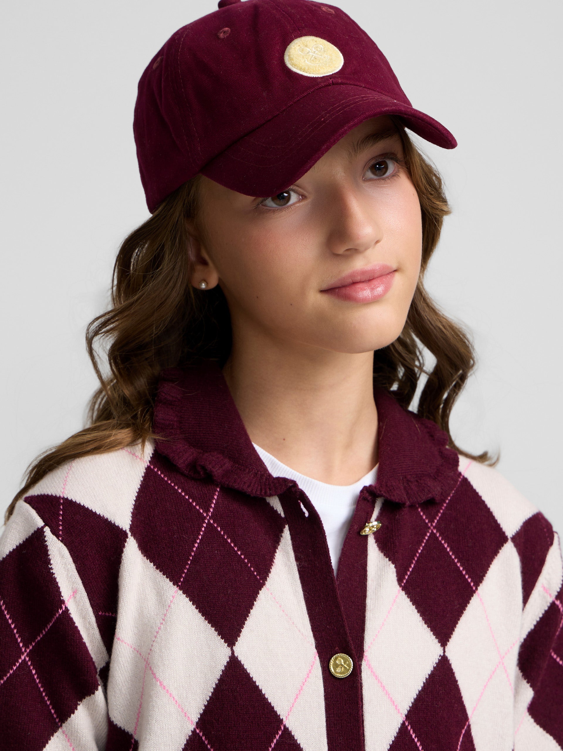 Cardigan girl rombos granate