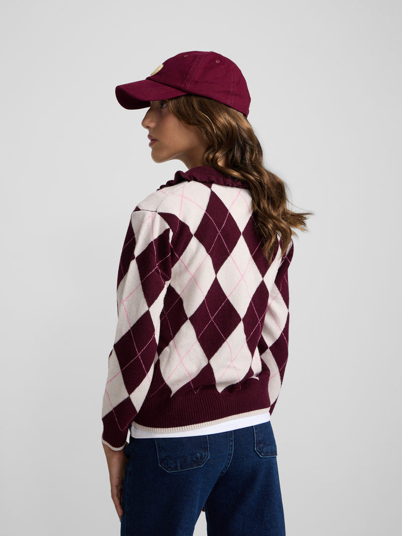 Cardigan girl rombos granate
