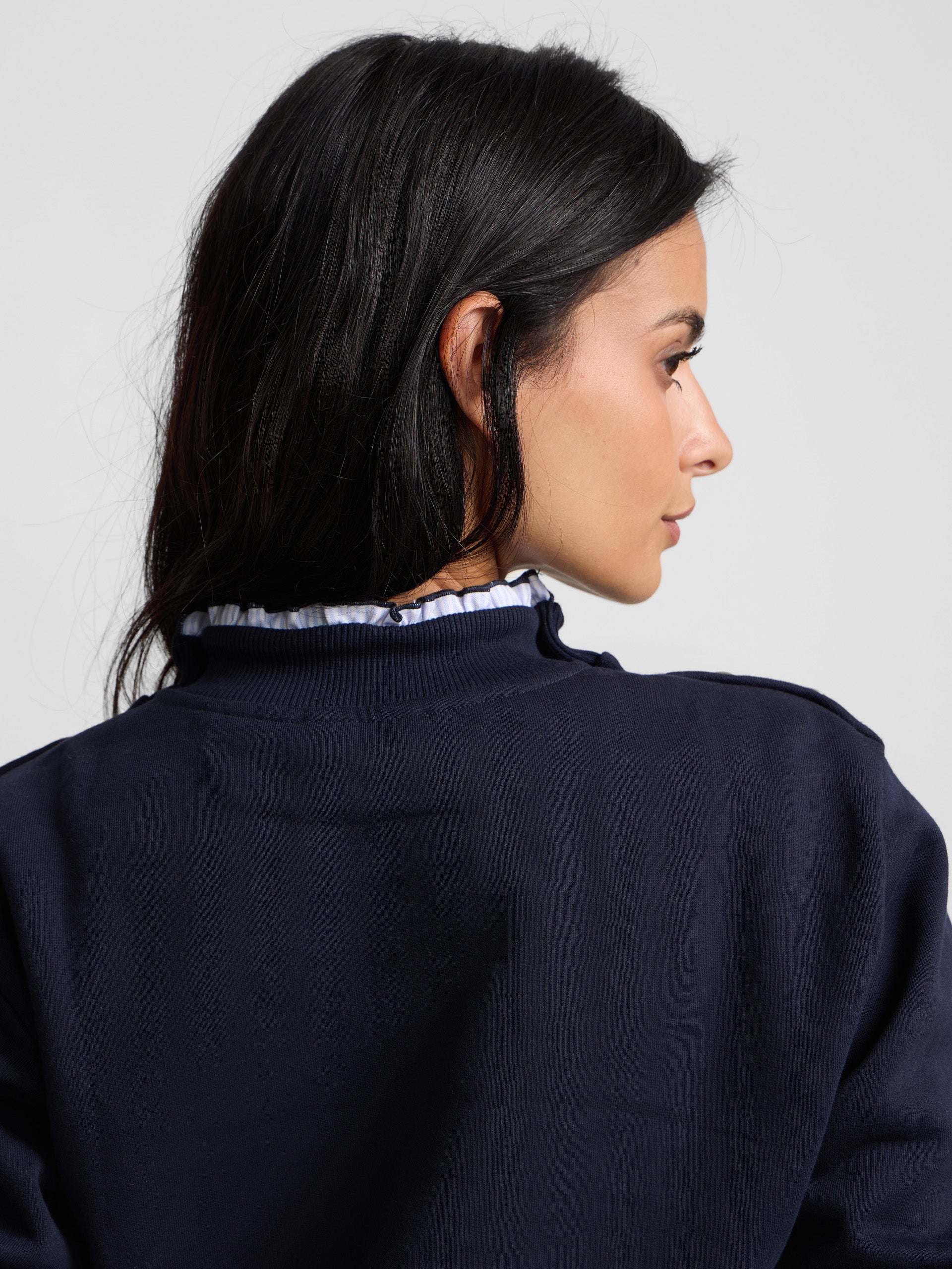 Sudadera woman cuello volante botones azul marino