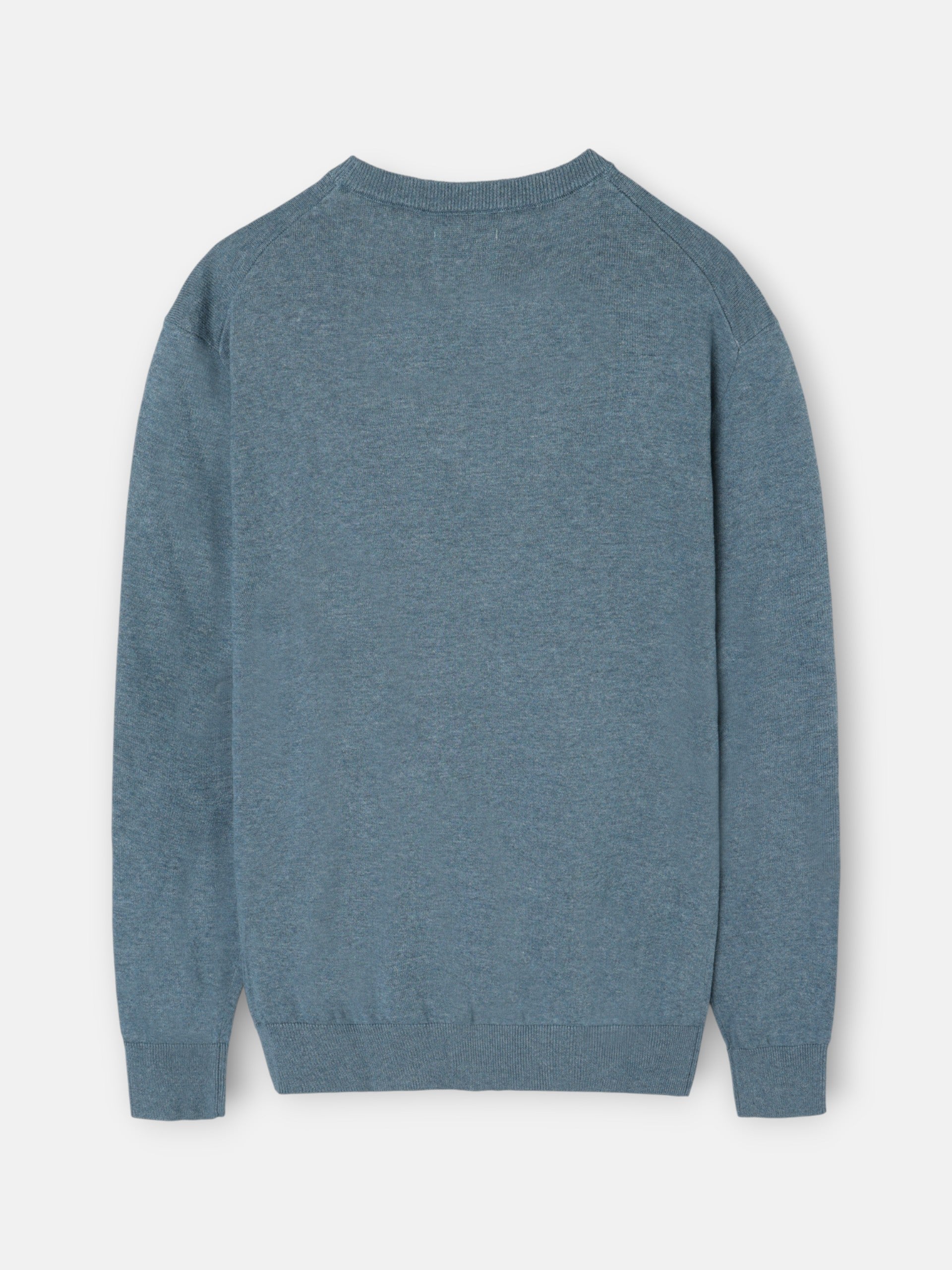 Pull uni à col rond bleu pétrole