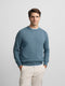 Jersey liso cuello caja azul petroleo