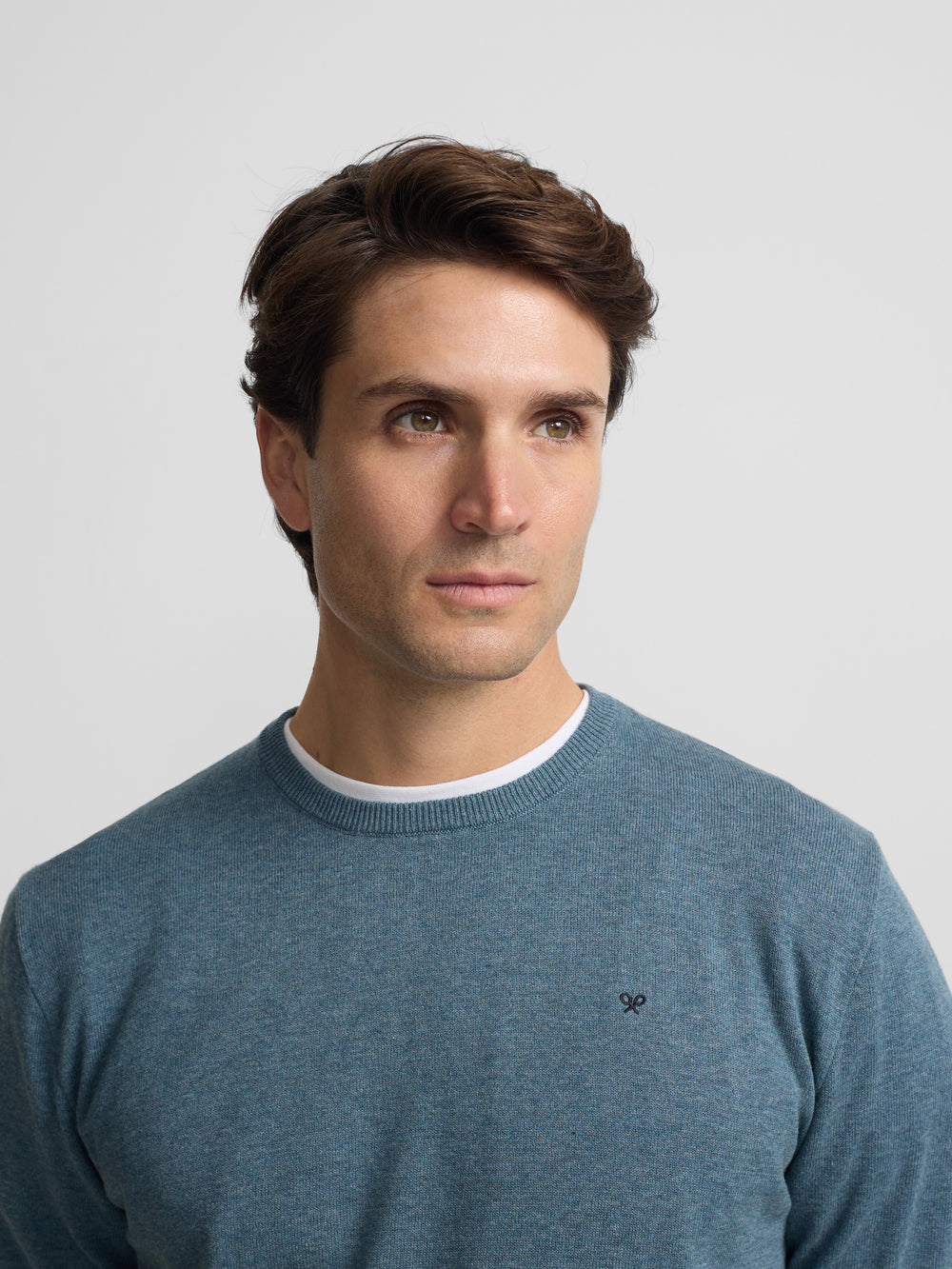 Jersey liso cuello caja azul petroleo