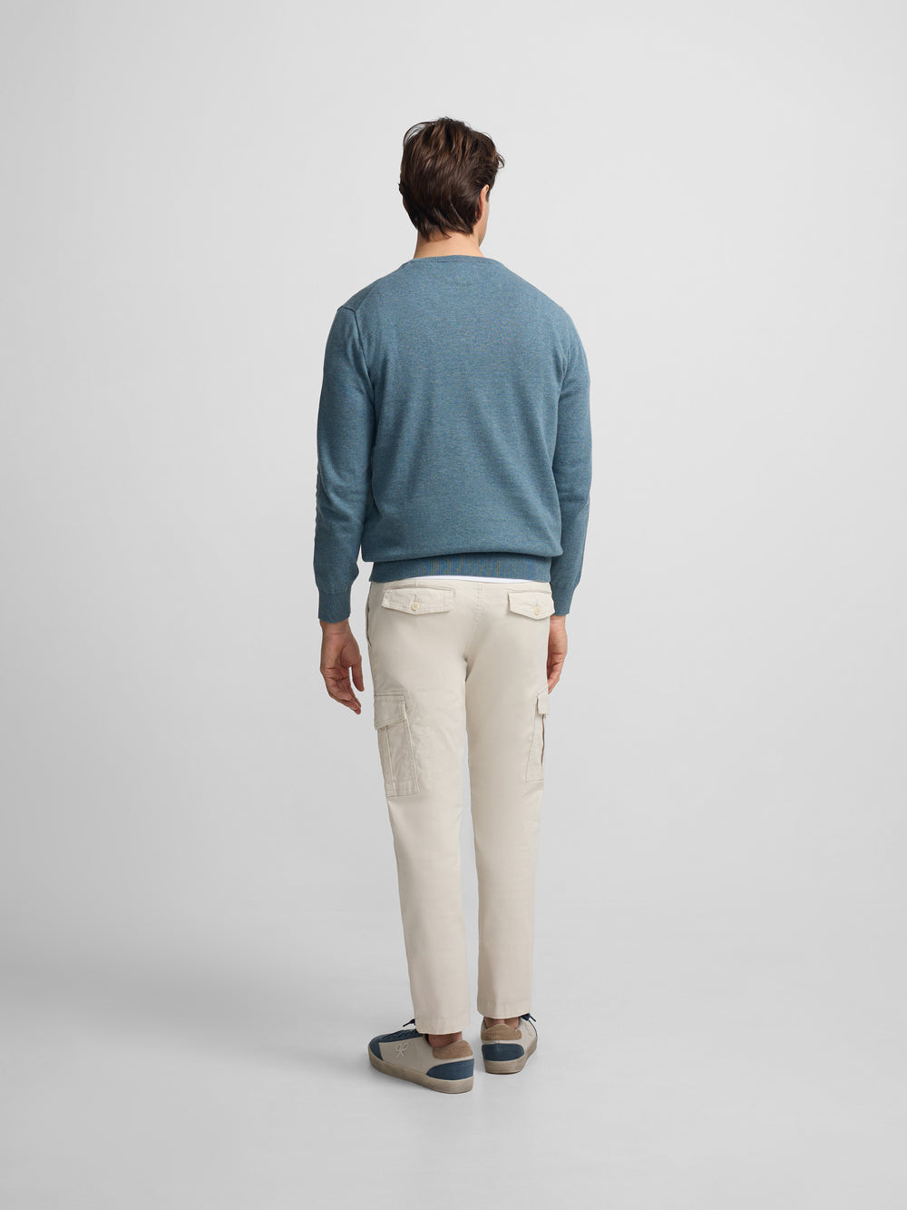 Jersey liso cuello caja azul petroleo