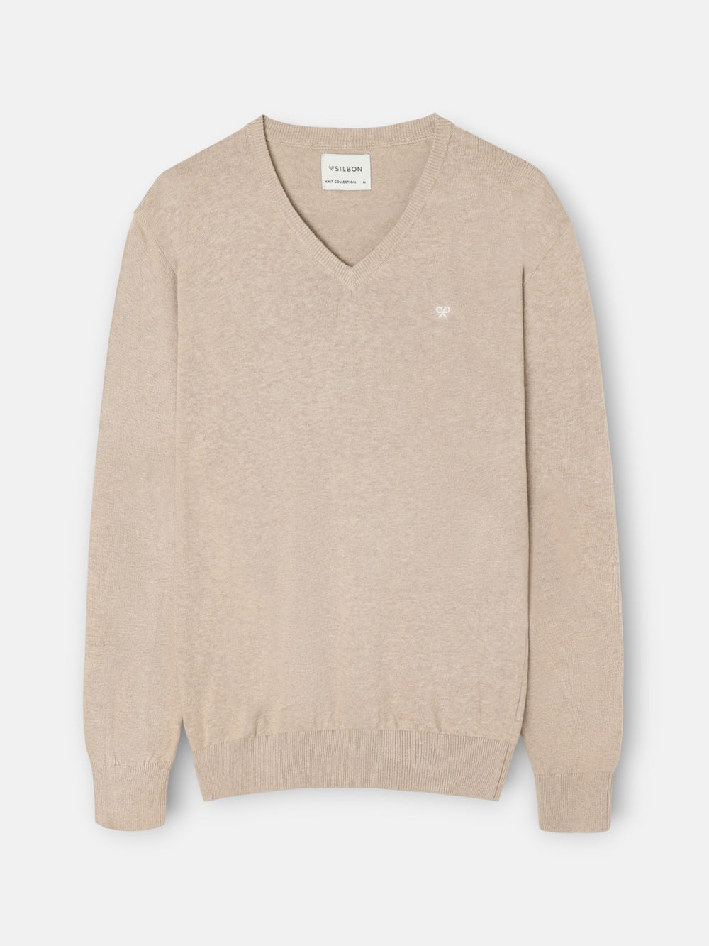 Jersey liso cuello pico marron claro