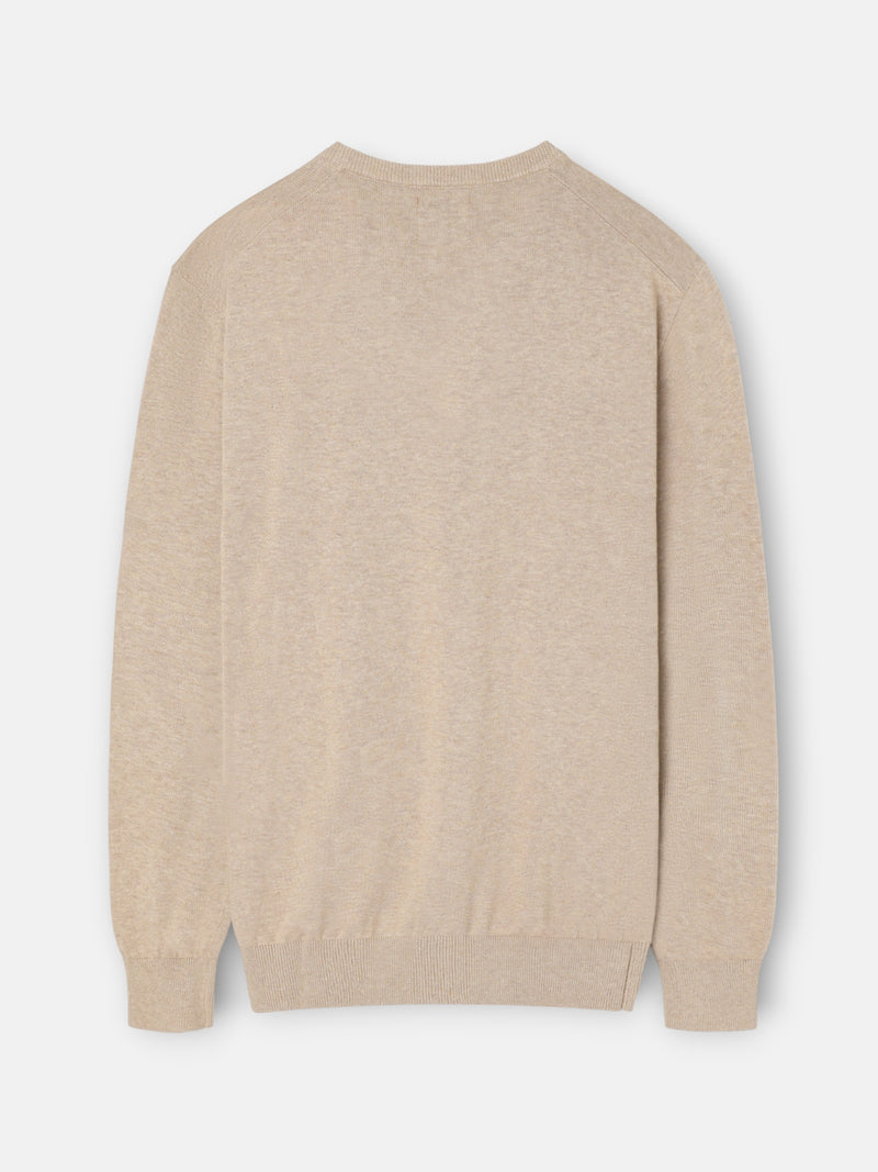 Plain V-neck sweater in light brown
