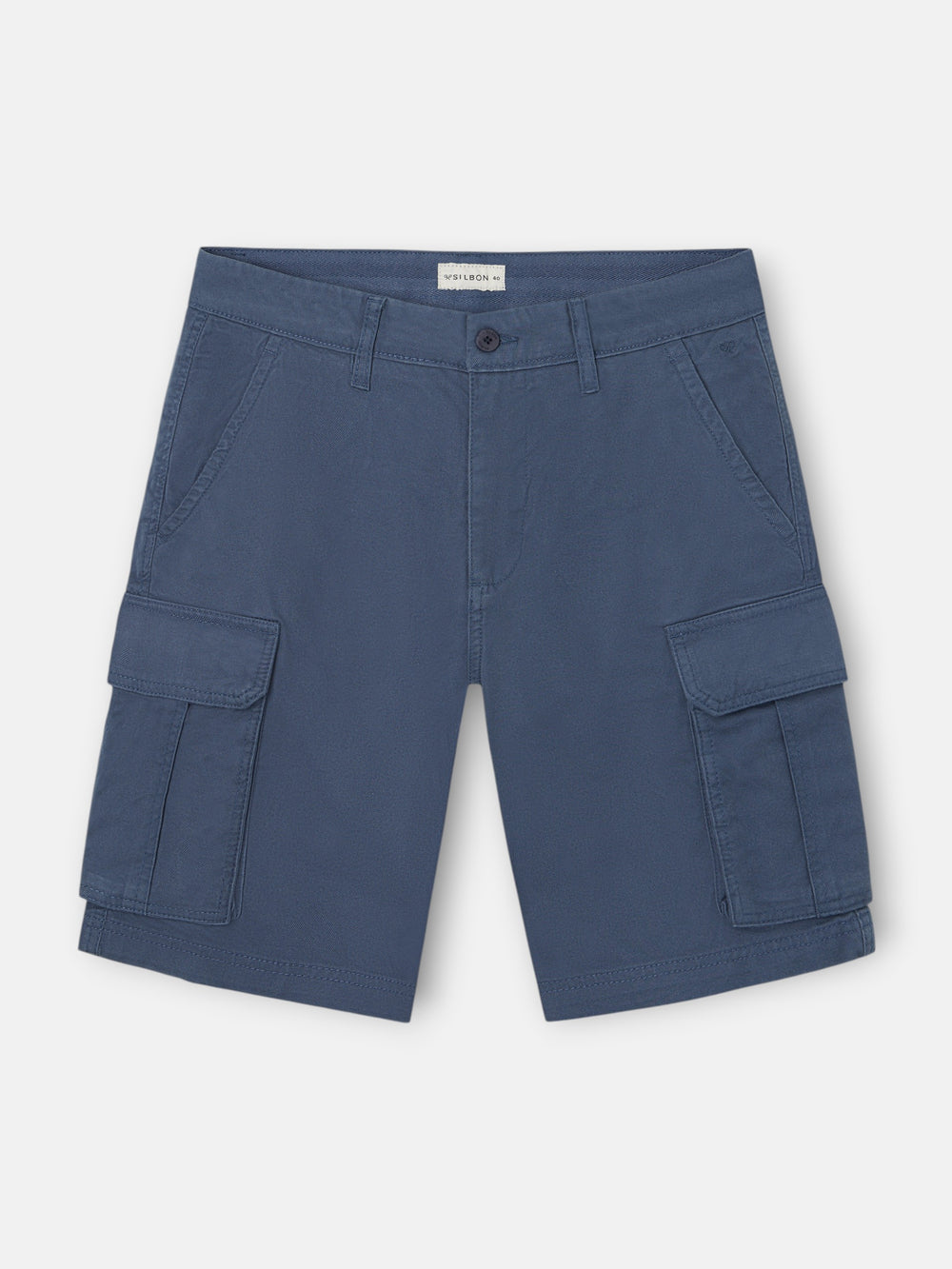 Indigo blue cargo Bermuda shorts