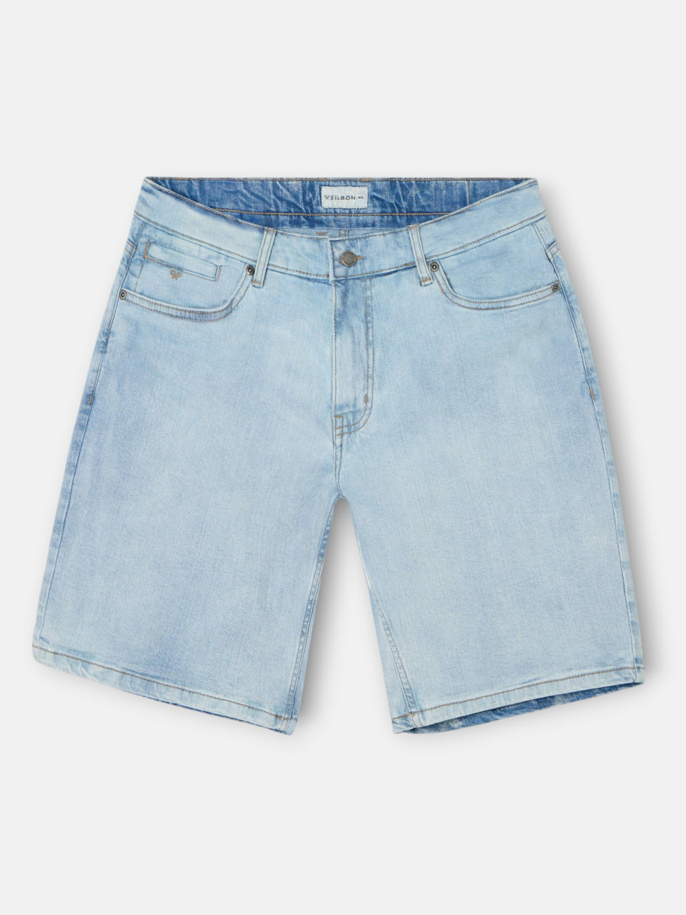 Bermuda cinq poches en denim bleu clair