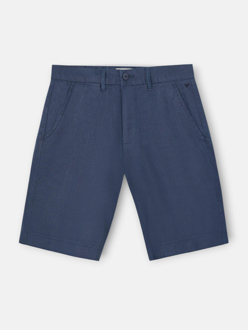 Bermuda lino lisa azul indigo