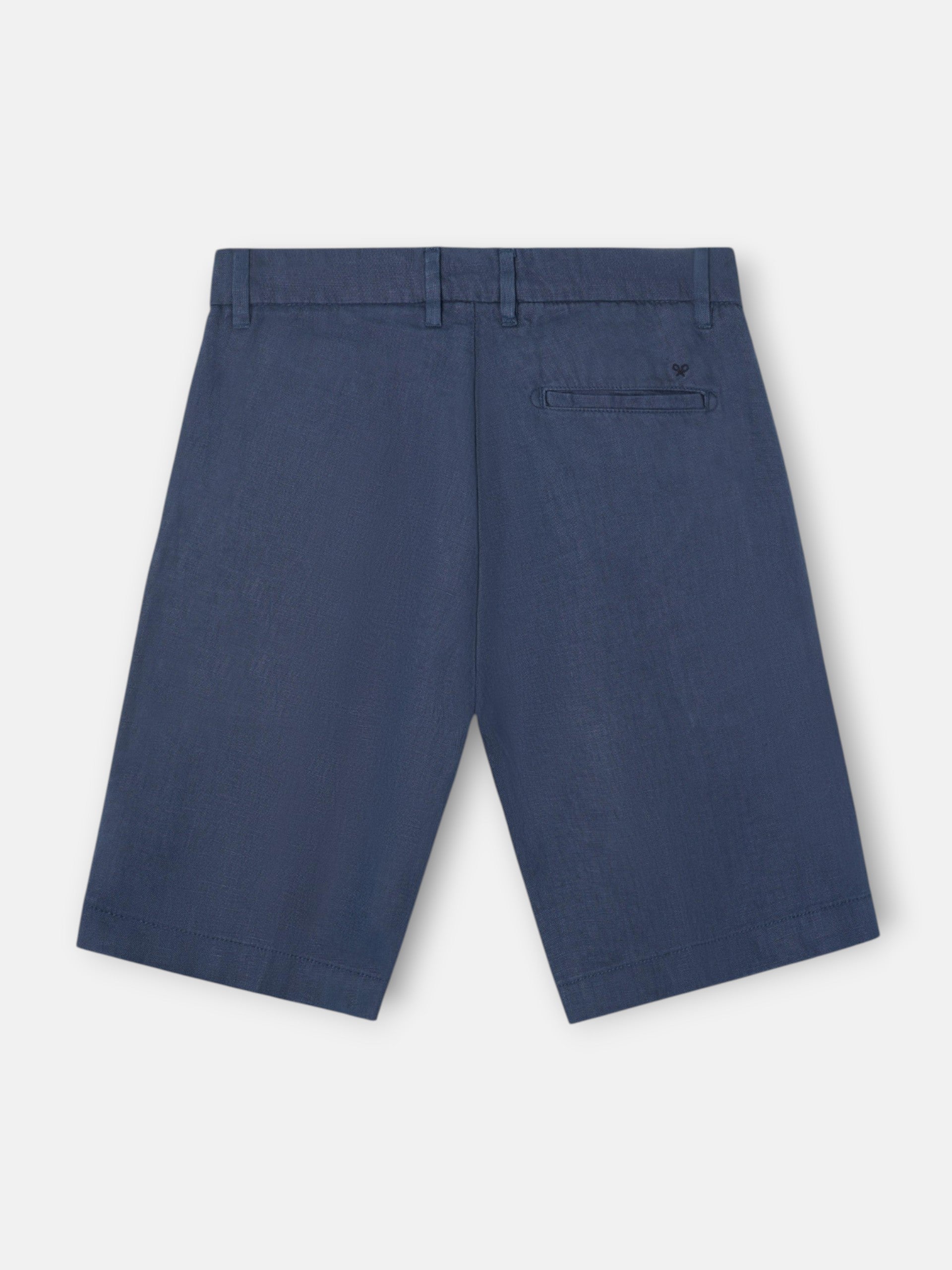 Bermuda en lin uni bleu indigo