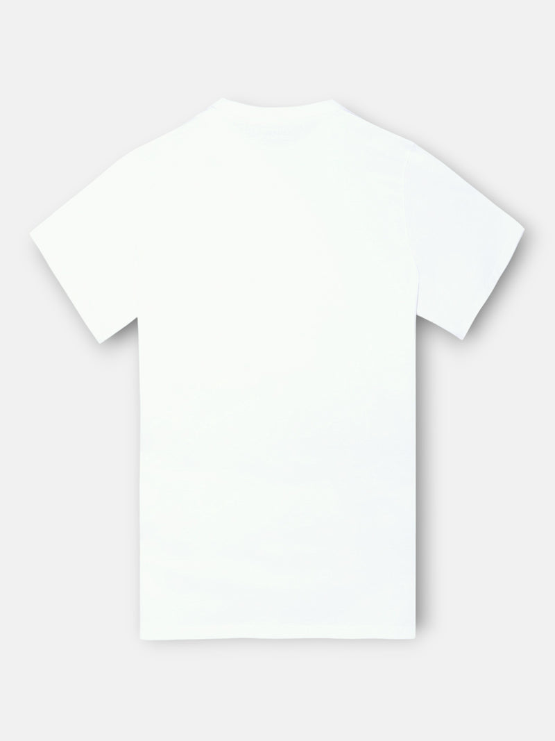 Plain white t-shirt with mini logo patch