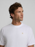 Plain white t-shirt with mini logo patch