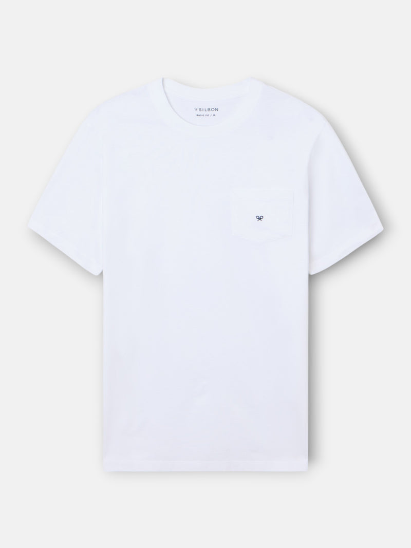 T-shirt classique blanche avec poche et mini-logo