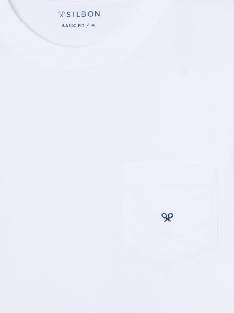 T-shirt classique blanche avec poche et mini-logo