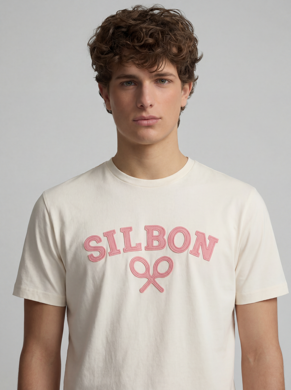 Camiseta raqueta media crema