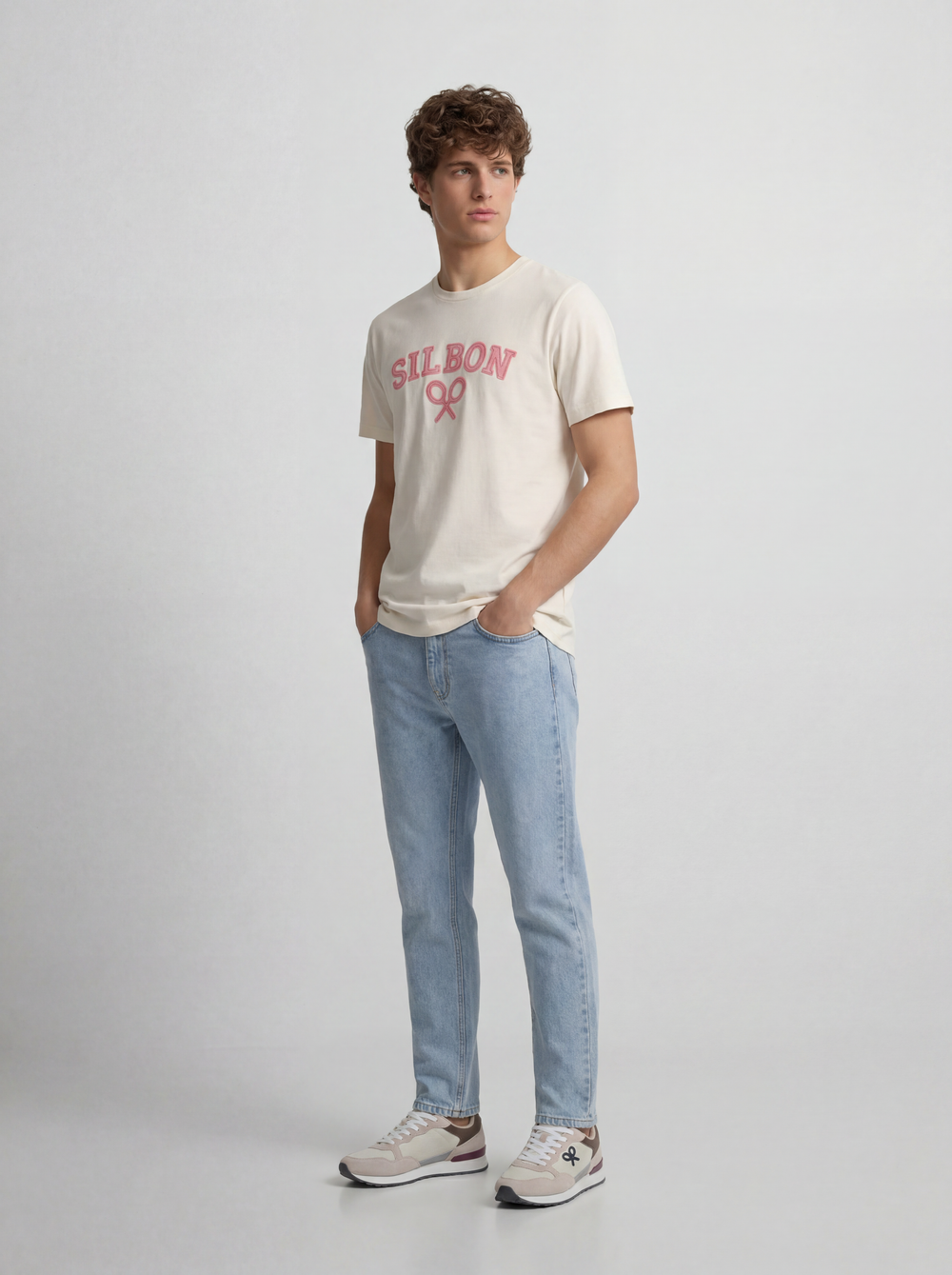 Camiseta raqueta media crema
