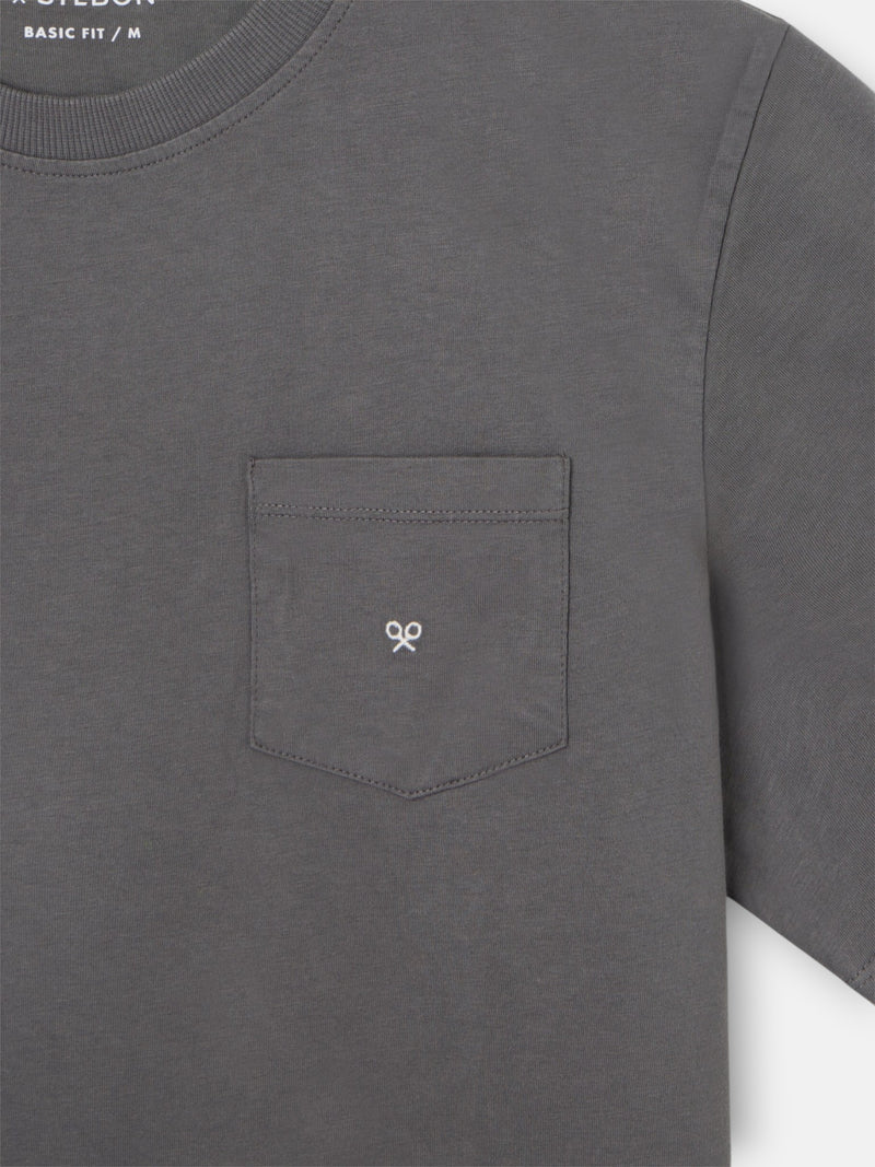Camiseta clasica bolsillo minilogo gris