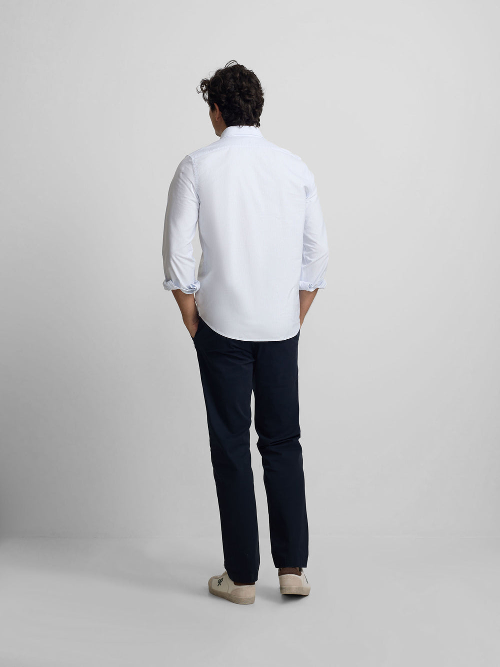 Polo desportivo oxford riscas azul-claro