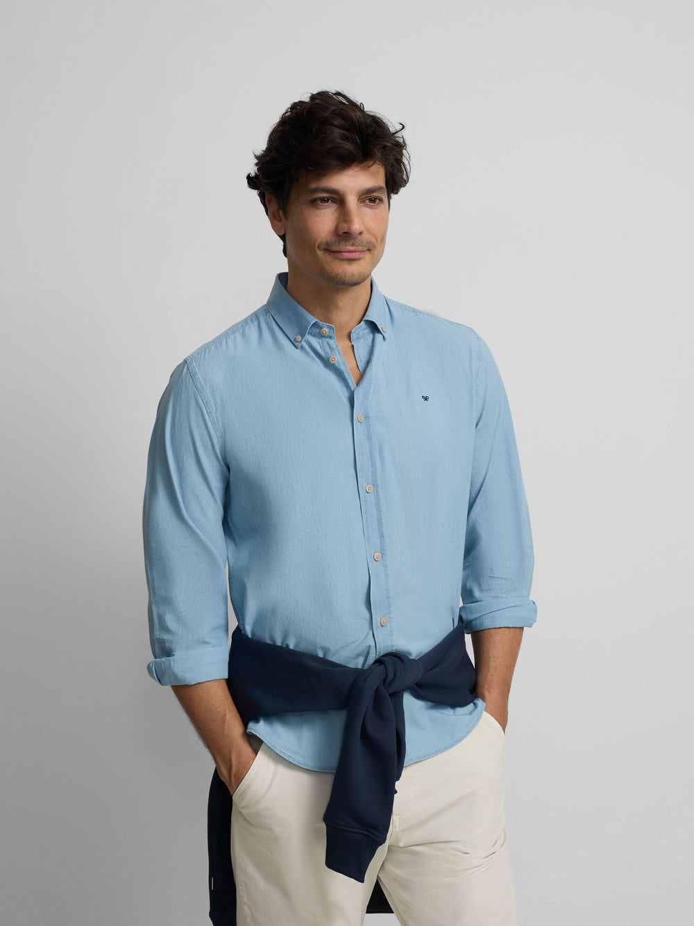 Camisa desportiva denim azul claro