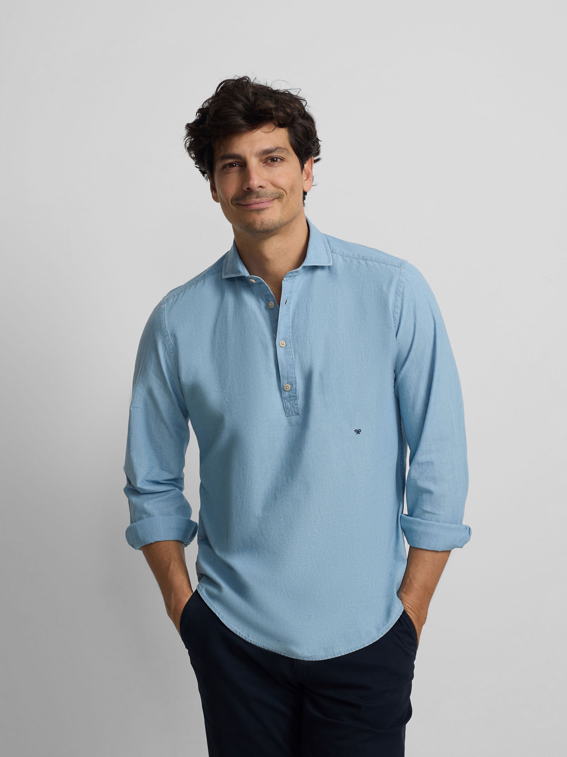Polo desportivo denim azul claro