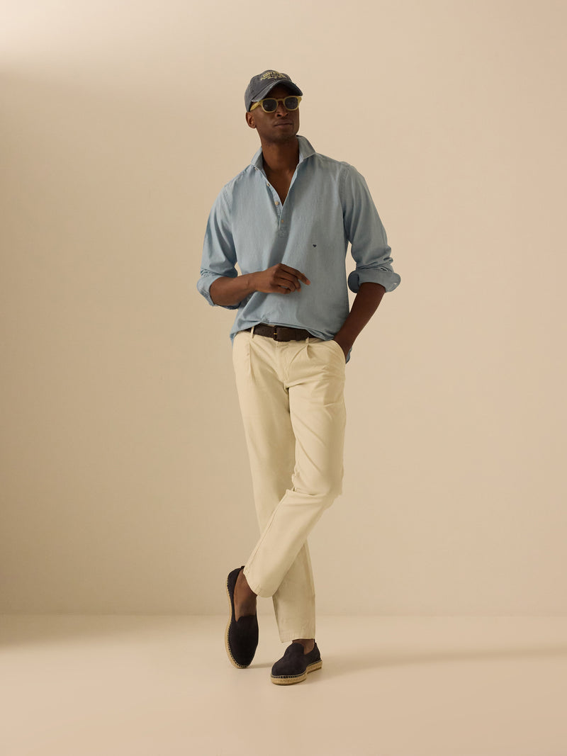 Polo desportivo denim azul claro