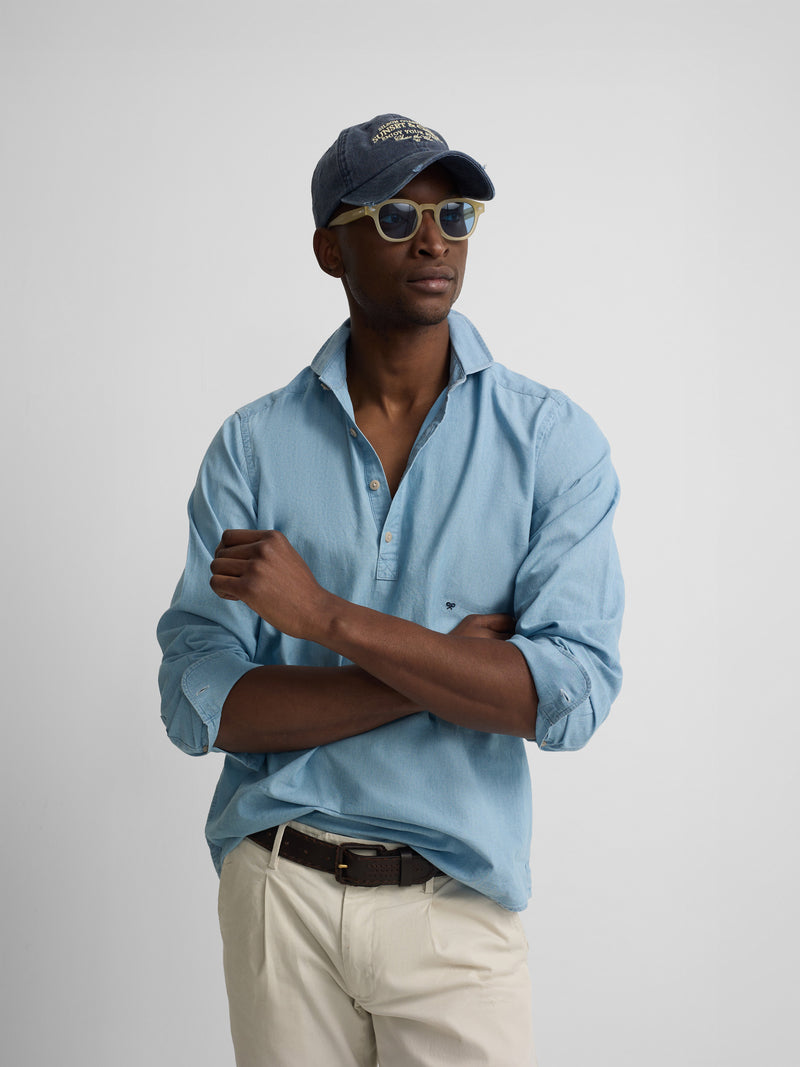 Polo desportivo denim azul claro