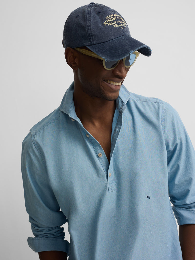 Polo desportivo denim azul claro
