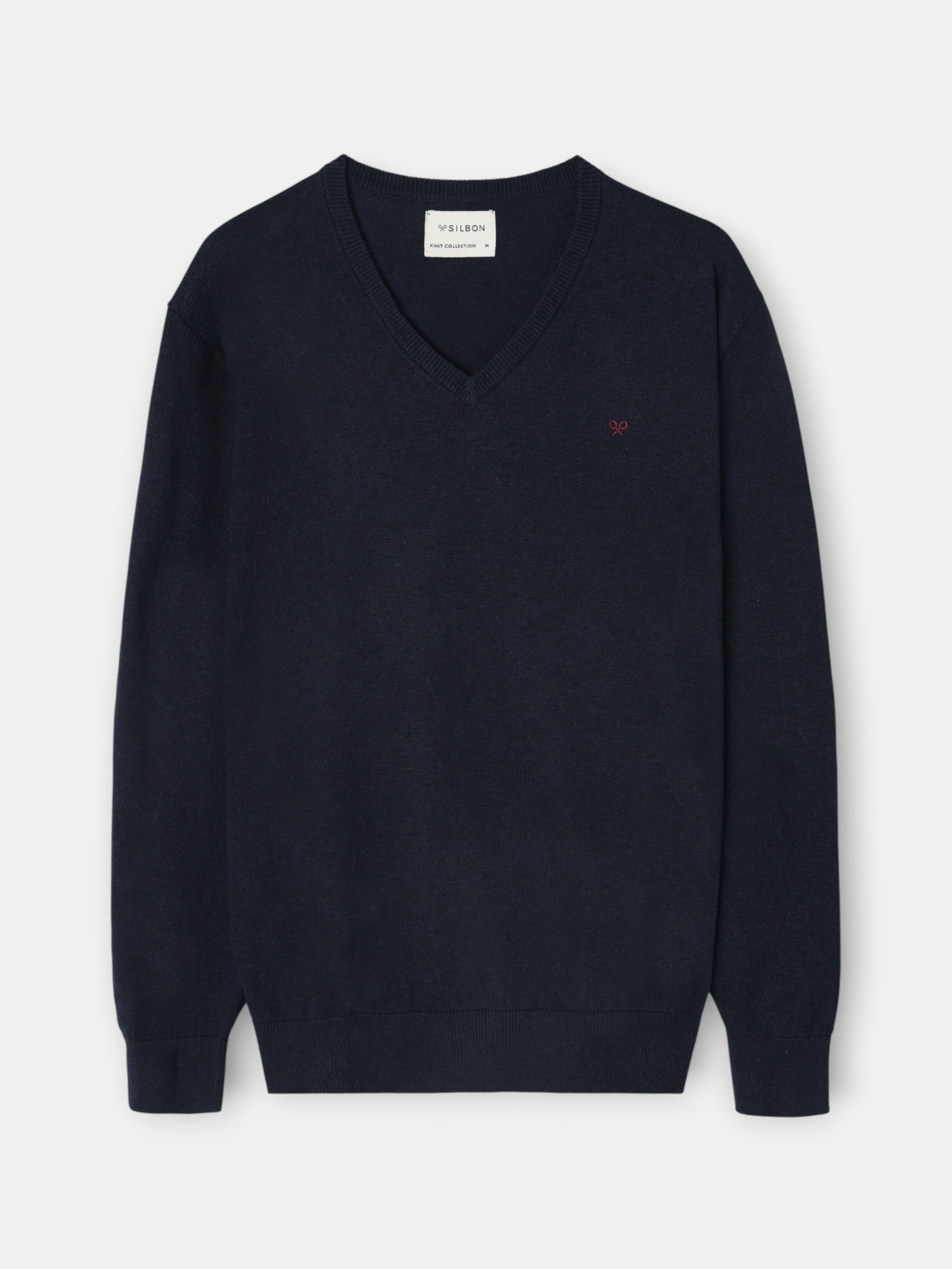 Jersey liso cuello pico azul marino