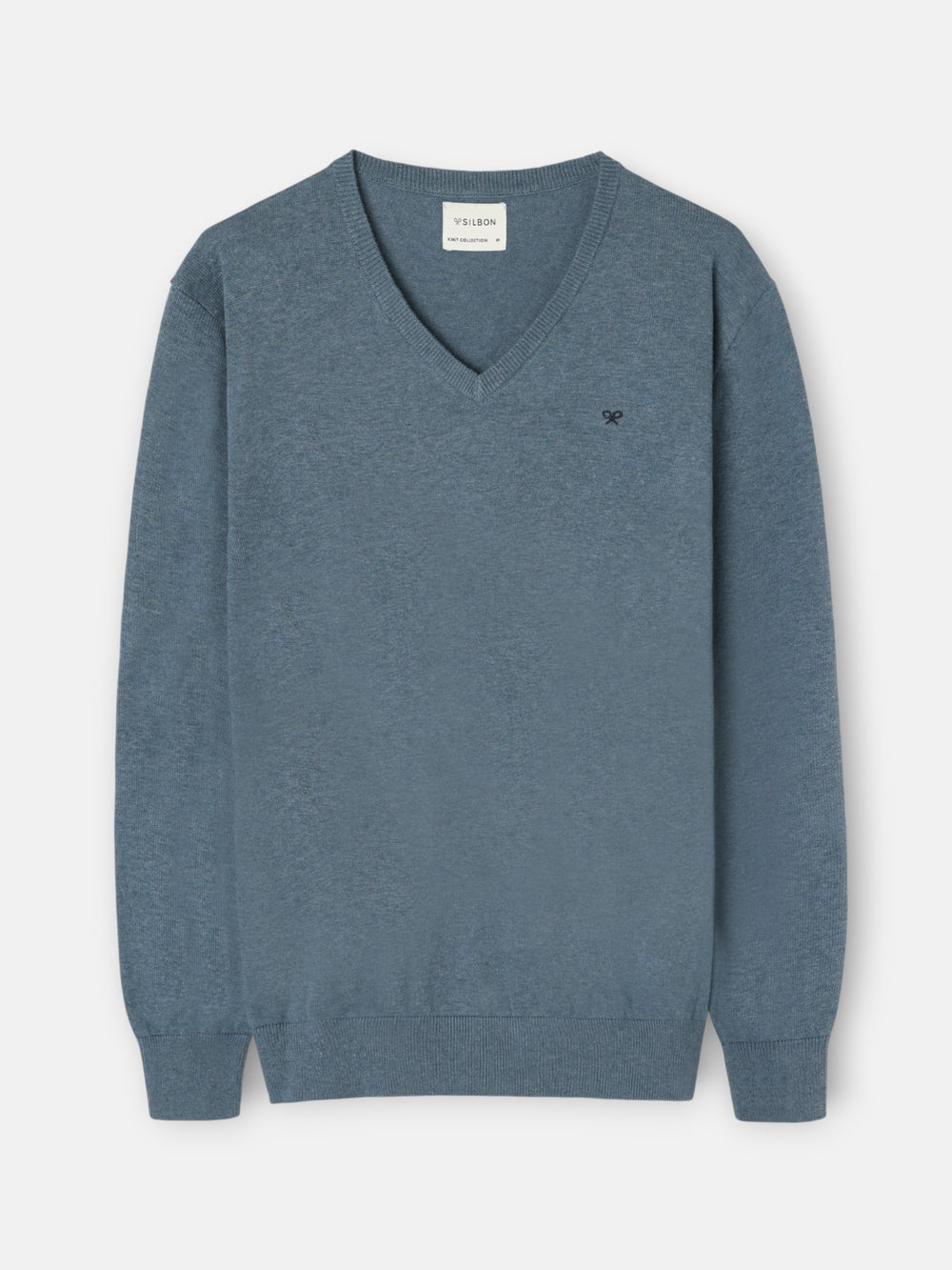 Pull col V uni bleu clair