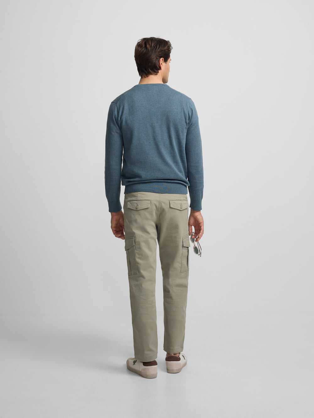 Plain light blue V-neck sweater