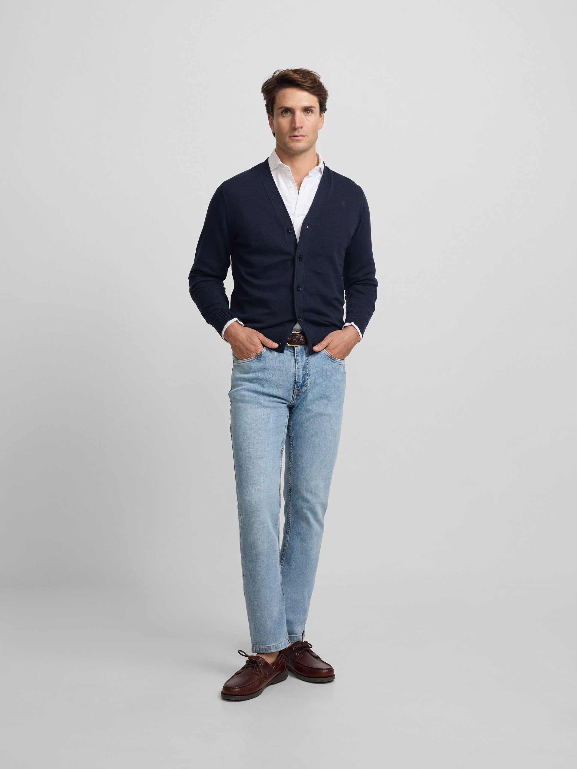 Cardigan com botões azul-marinho