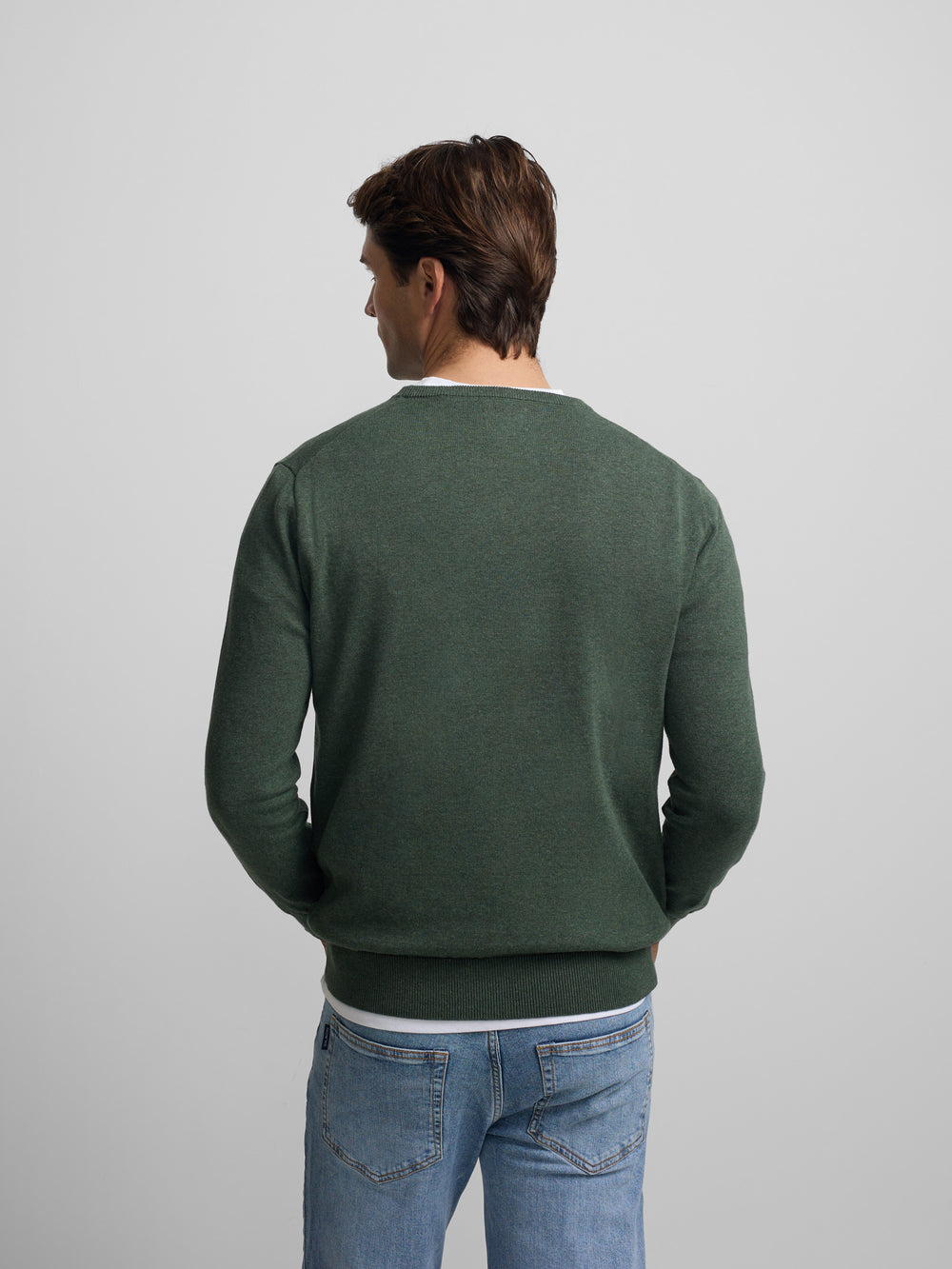 Camisola lisa de gola redonda verde