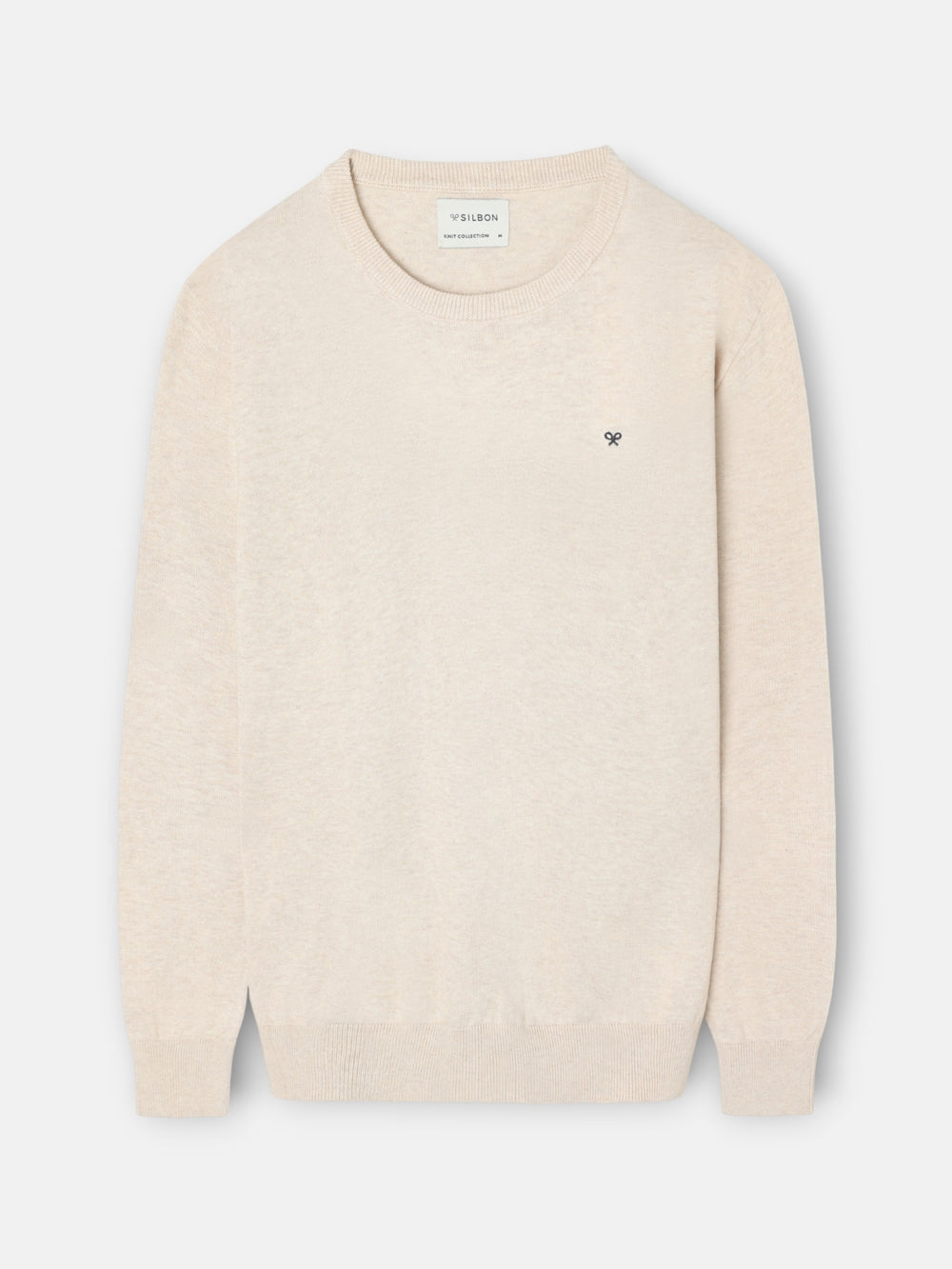 Camisola lisa decote redondo creme