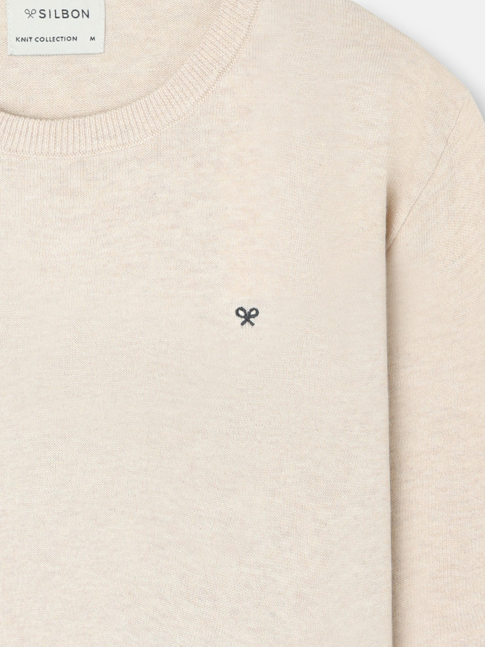 Camisola lisa decote redondo creme